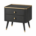 Nachttisch mit 2 Schubladen, 50 × 40 × 55 cm, Schwarz/Gold, Marmoroptik