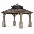 Klassischer Gartenpavillon 400 × 400 × 350 cm mit Metalldach in Taupe/Grau