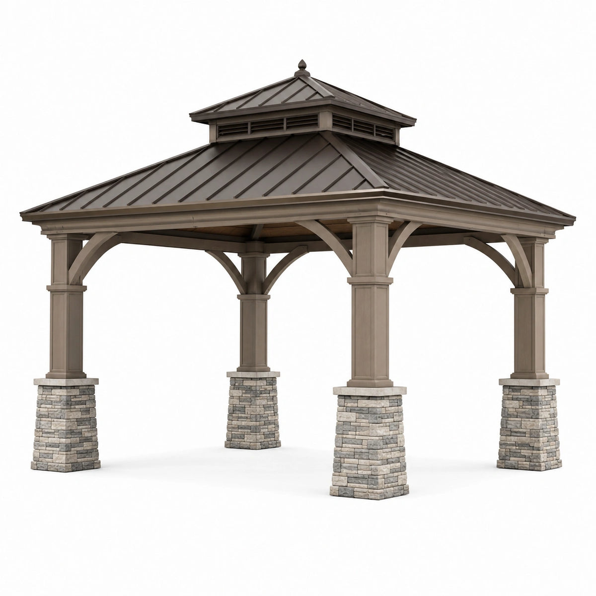 Klassischer Gartenpavillon 400 × 400 × 350 cm mit Metalldach in Taupe/Grau