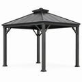 Stahlpavillon 300 × 300 × 290 cm Anthrazit mit festem Metalldach