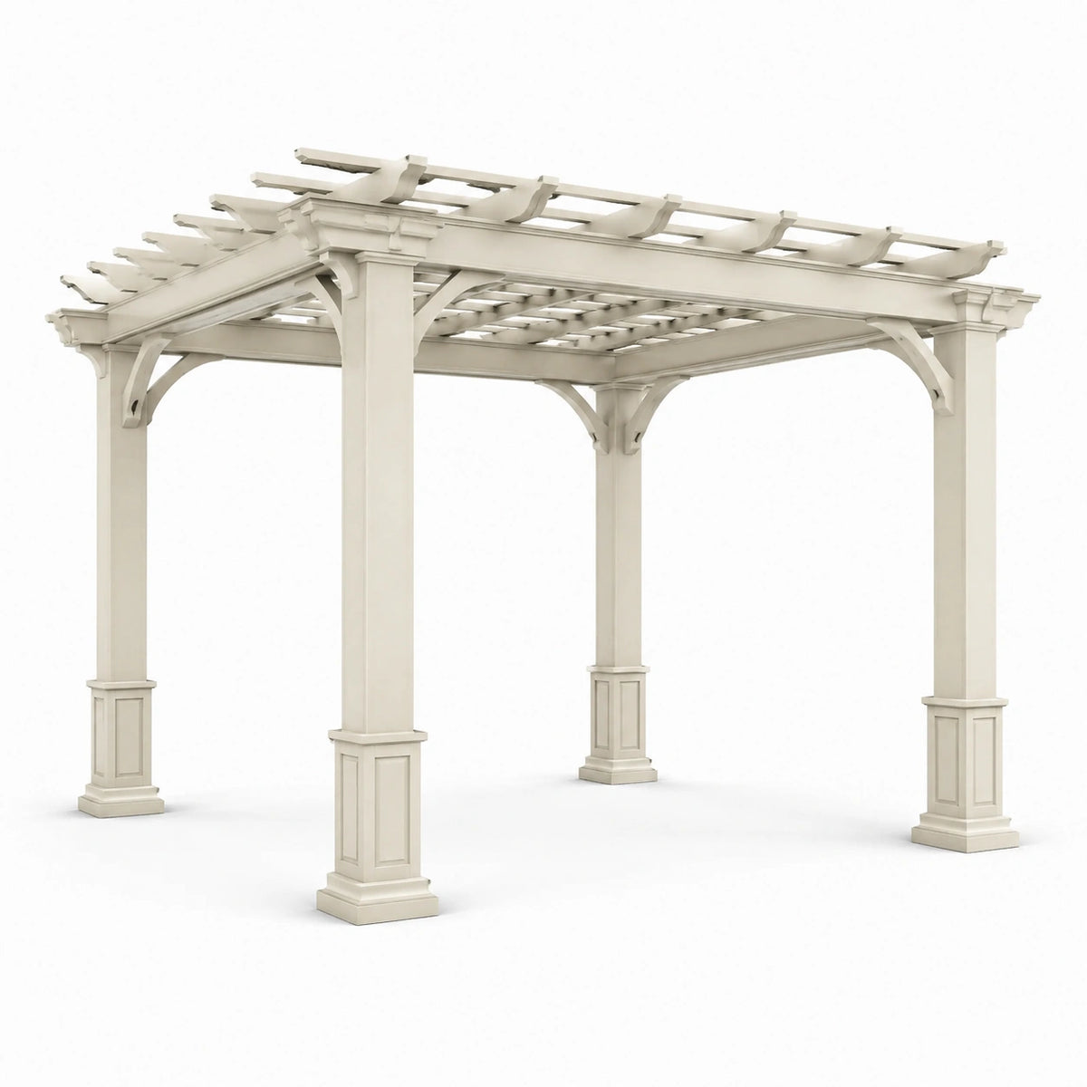 Freistehende Holzpergola im klassischen Stil, Cremeweiß, 400 × 300 × 250 cm