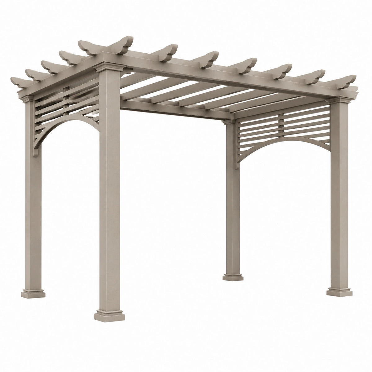 Holzpergola 300 × 300 × 240 cm mit offenem Lattendach, Taupe