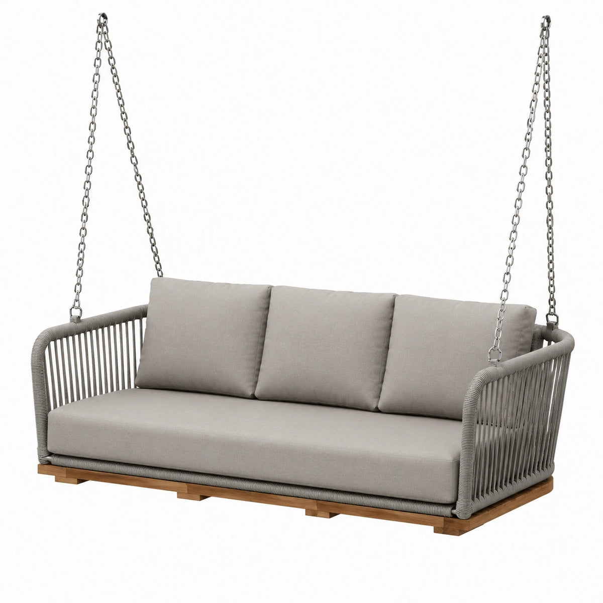 Modernes Hängesofa für den Außenbereich, 200 × 90 × 75 cm, Grau/Braun/Silber